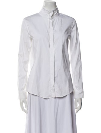 Fabiana Filippi Mock Neck Long Sleeve Button-Up Top