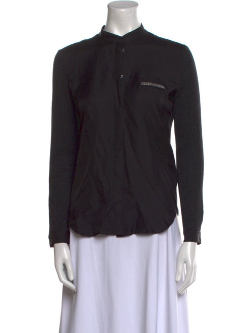 Fabiana Filippi Merino Wool Mock Neck Button-Up Top