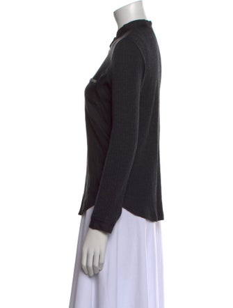 Fabiana Filippi Merino Wool Mock Neck Button-Up Top