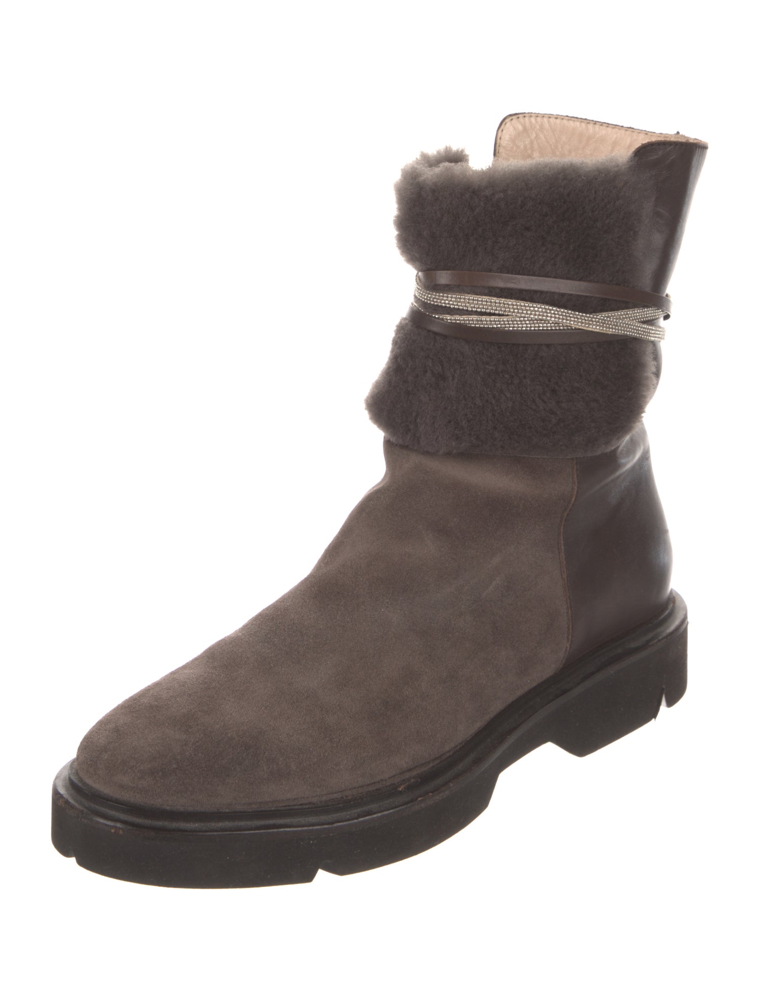 Fabiana Filippi Suede Beaded Accents Boots