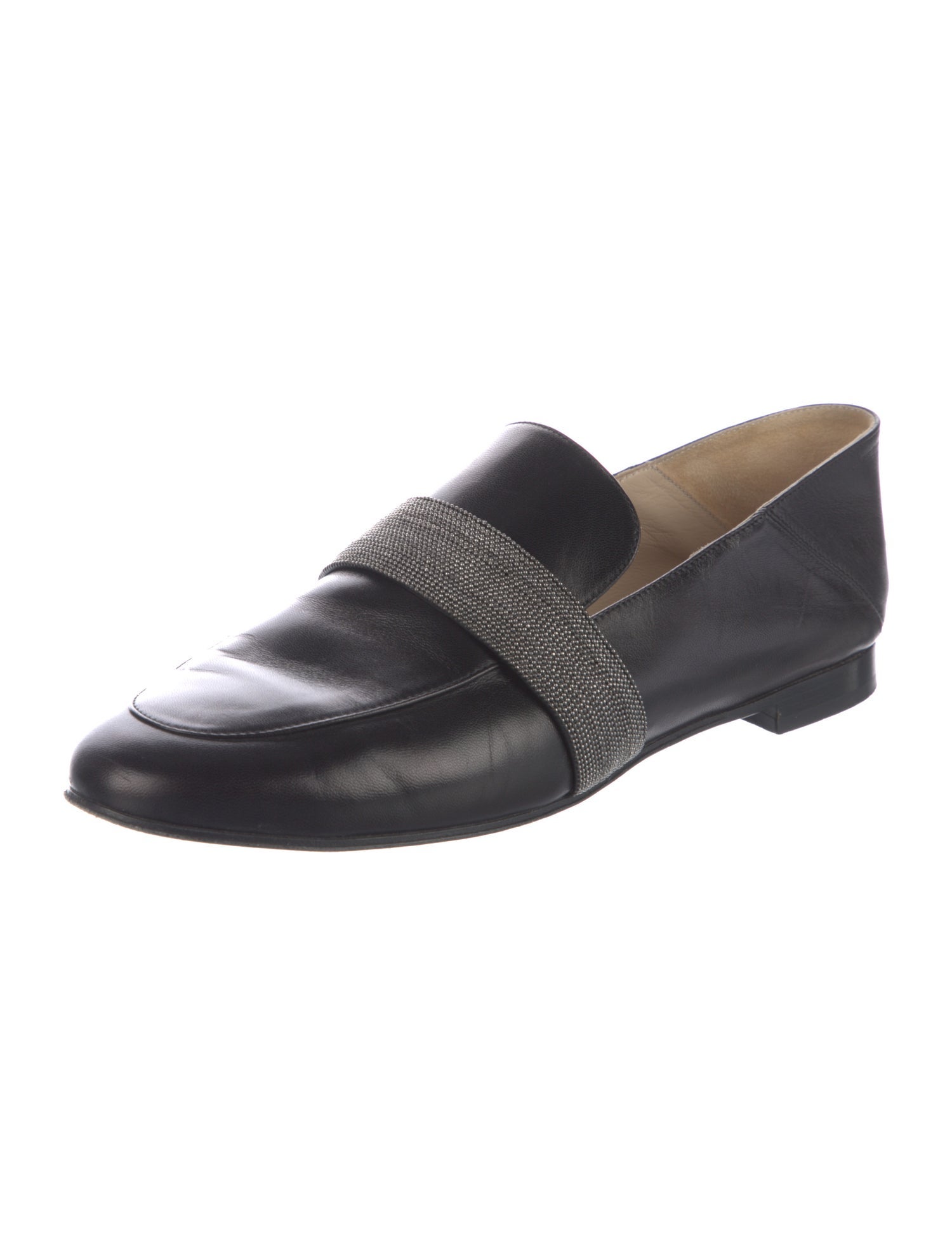 Fabiana Filippi Leather Beaded Accents Loafers