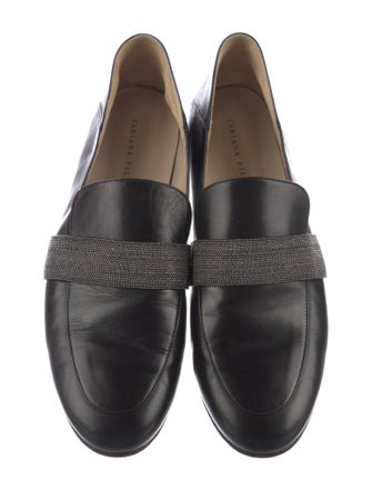 Fabiana Filippi Leather Beaded Accents Loafers