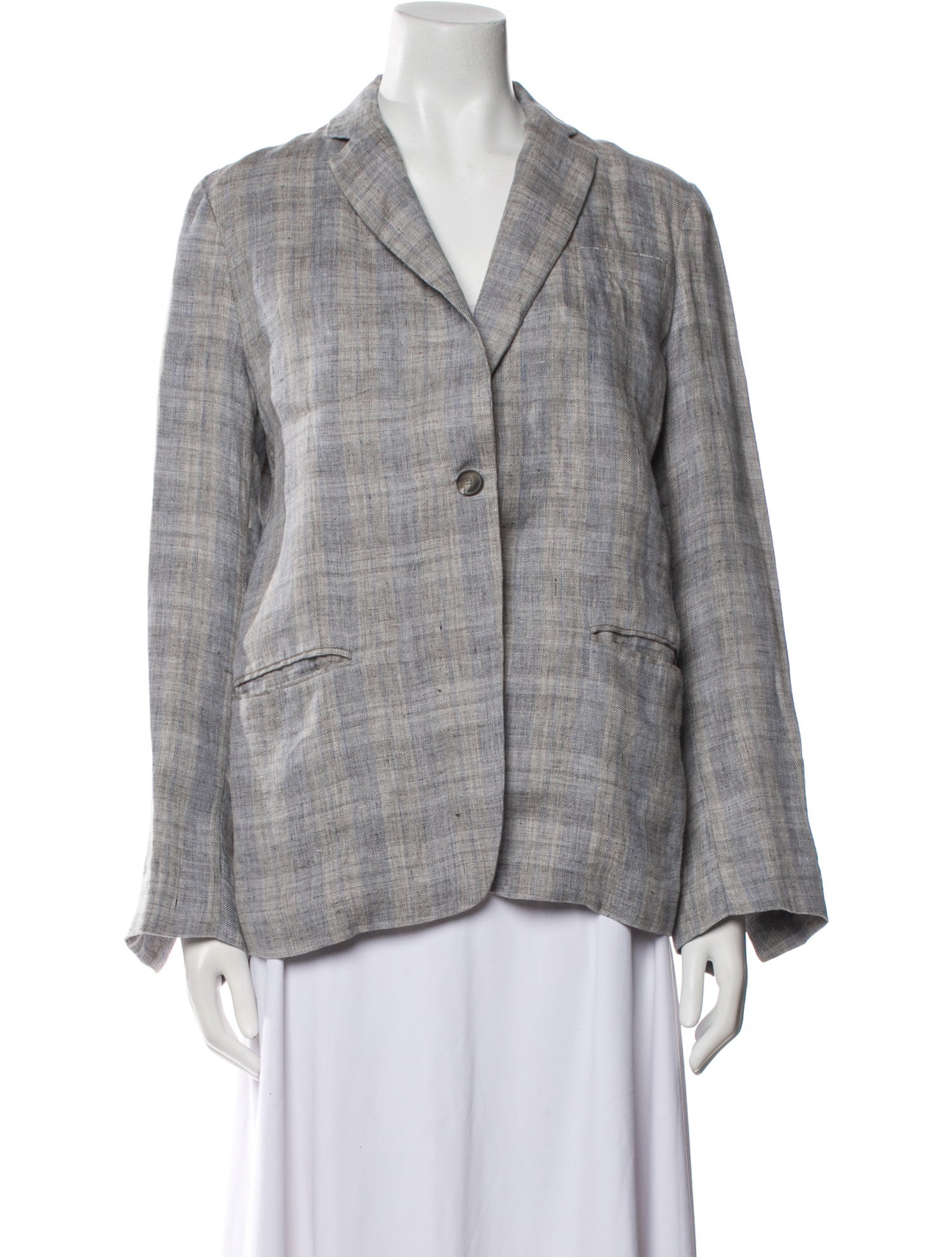 Fabiana Filippi Linen Plaid Print Blazer