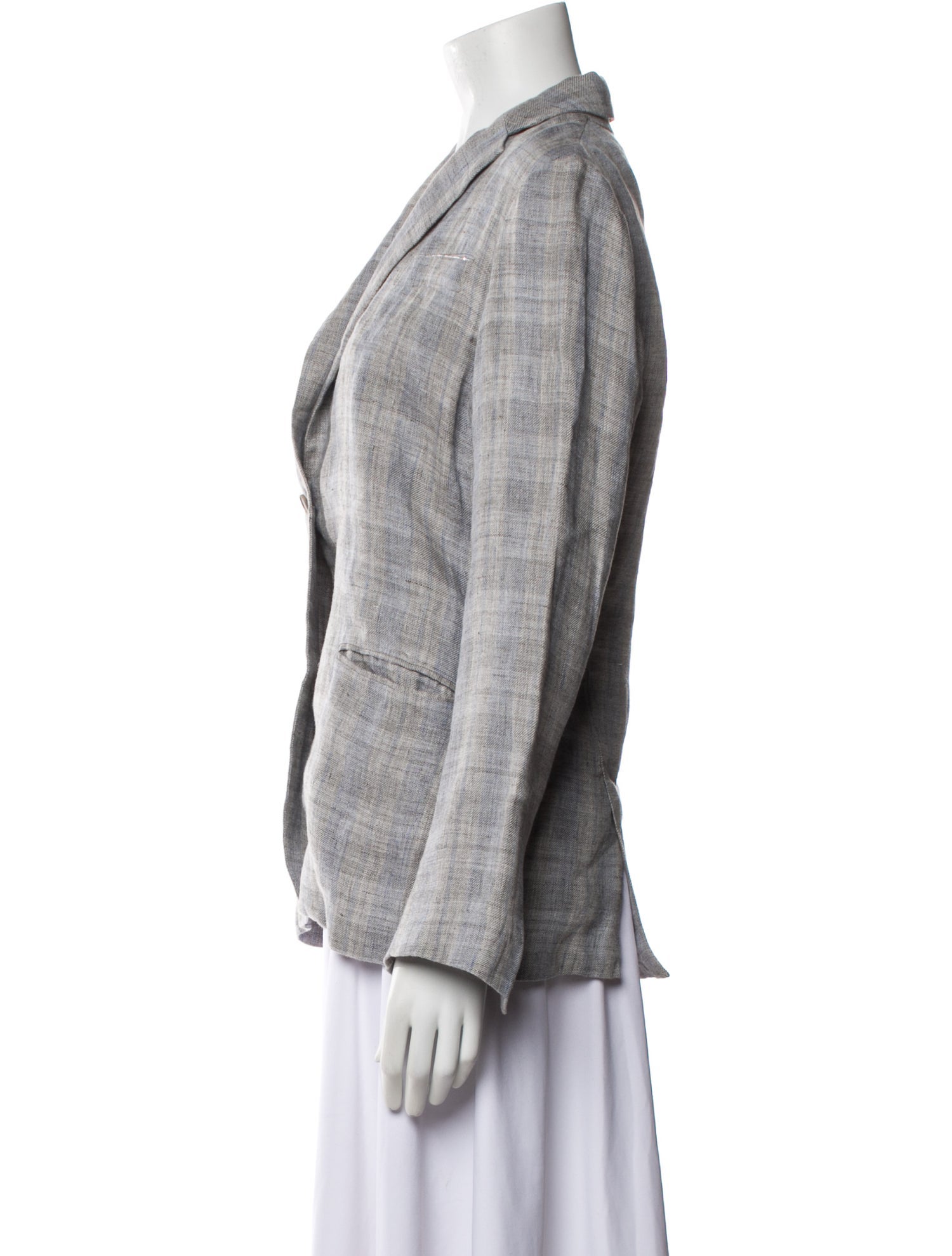 Fabiana Filippi Linen Plaid Print Blazer