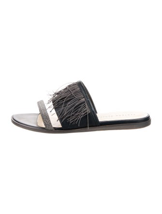 Fabiana Filippi Leather Beaded Accents Slides