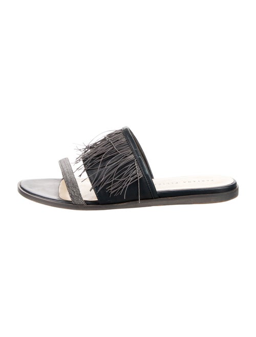 Fabiana Filippi Leather Beaded Accents Slides