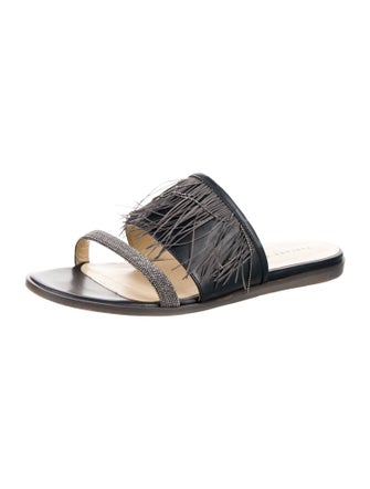 Fabiana Filippi Leather Beaded Accents Slides