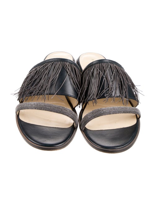 Fabiana Filippi Leather Beaded Accents Slides