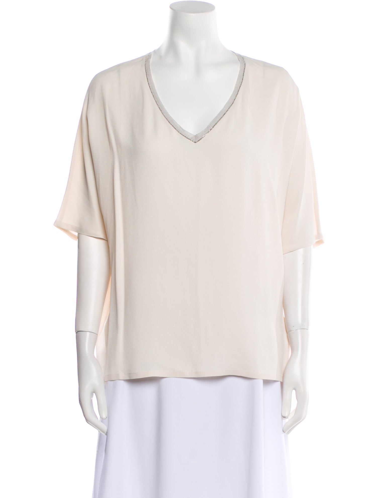 Fabiana Filippi Silk V-Neck T-Shirt