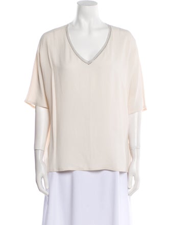 Fabiana Filippi Silk V-Neck T-Shirt