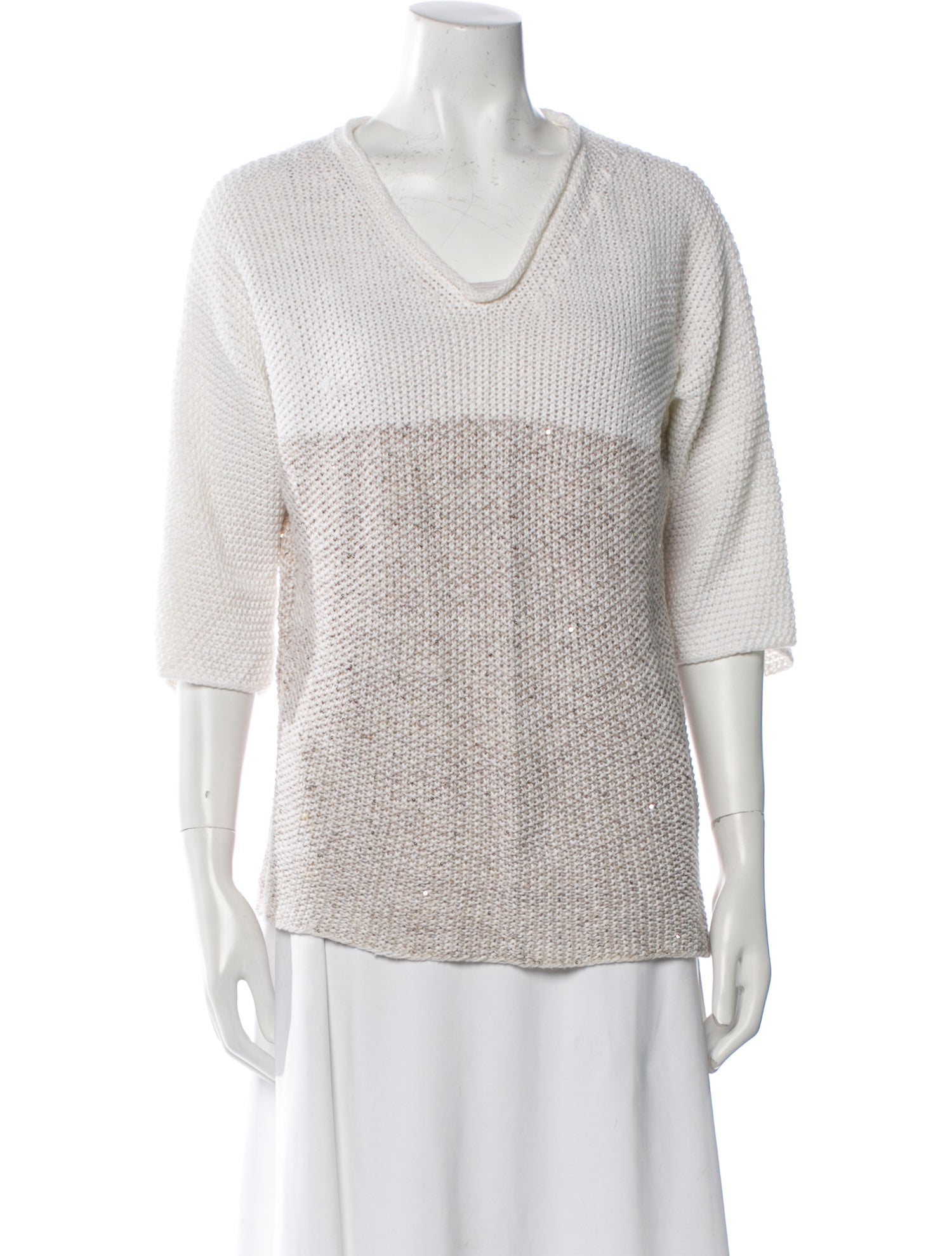 Fabiana Filippi Colorblock Pattern V-Neck Sweater