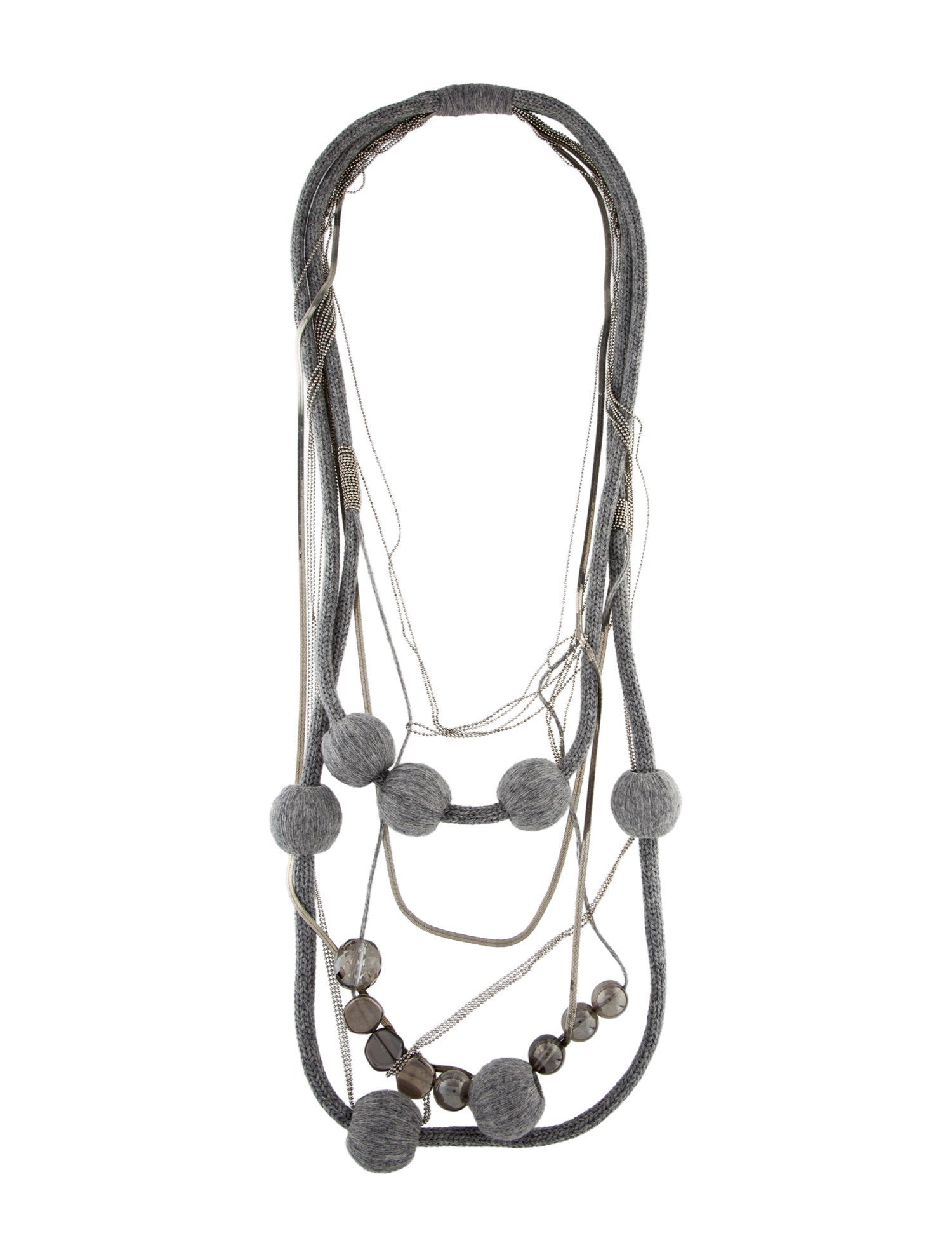 Fabiana Filippi Wool & Crystal Bead Multistrand Chain Necklace