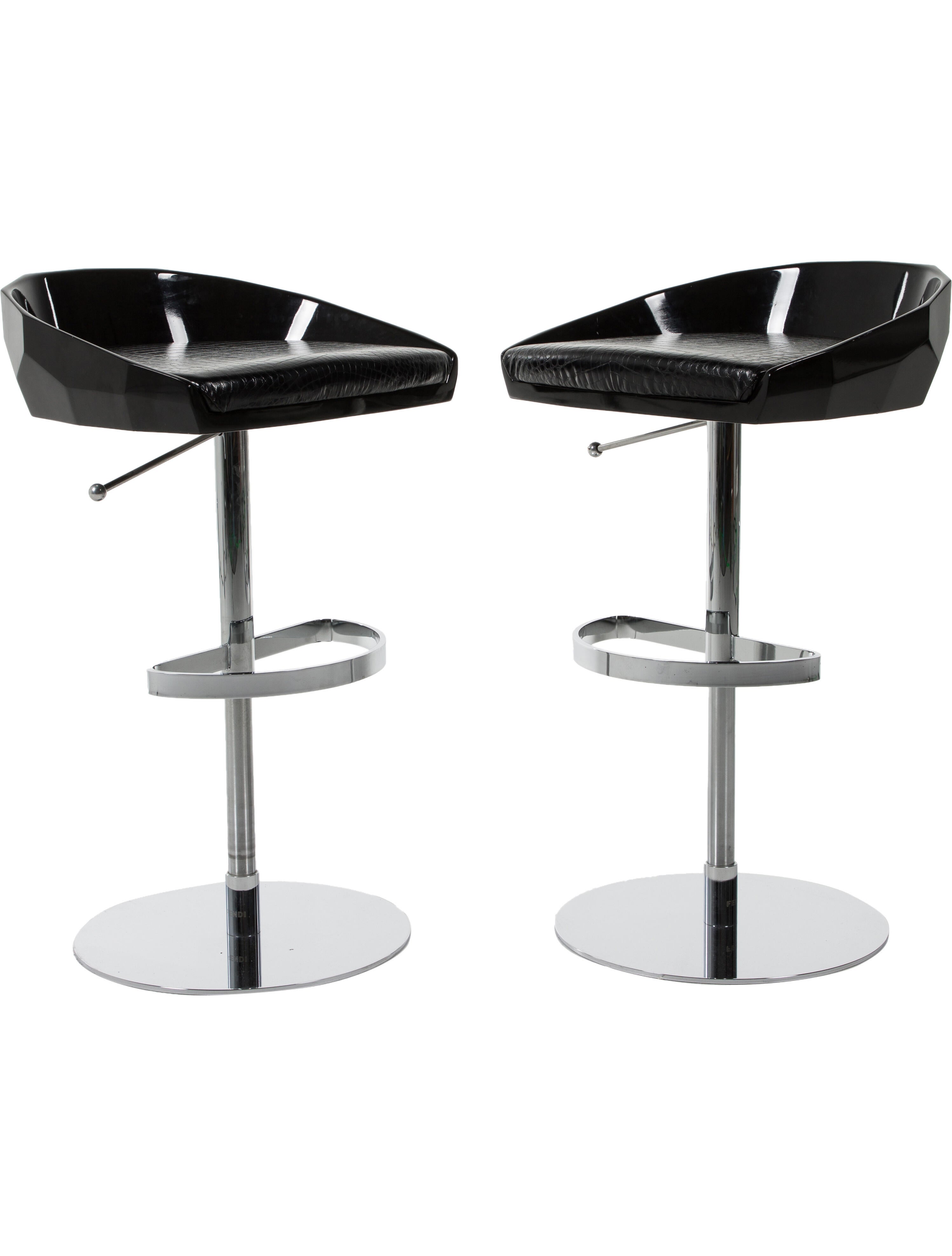 Fendi Casa Pair of Cristallino Counter Stools Black, 2 pieces Seating