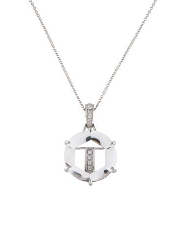 Frederic Sage Pendant Necklace 18K Diamond & Quartz Initial 'I'