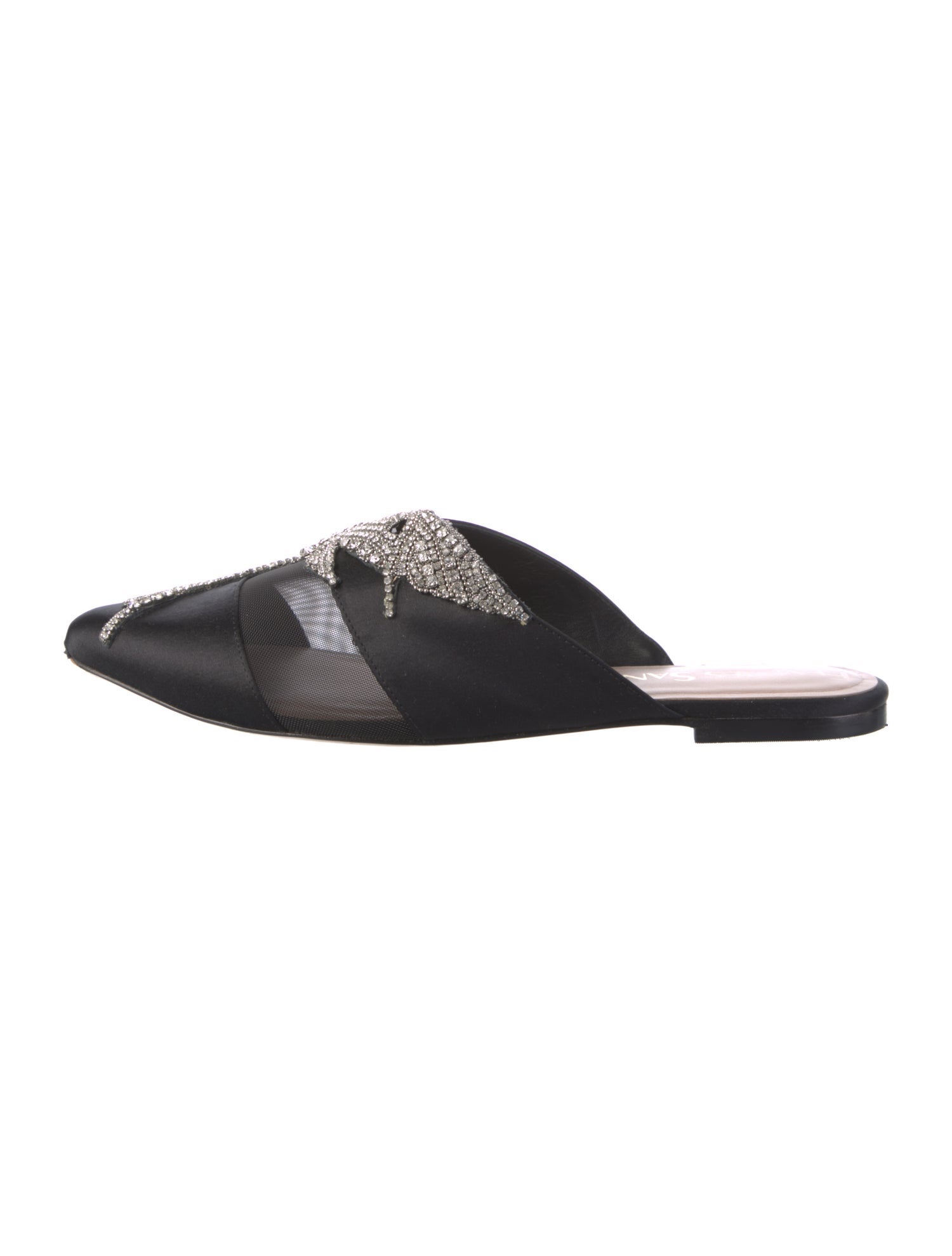 Femmes Sans Peur Satin Crystal Embellishments Mules