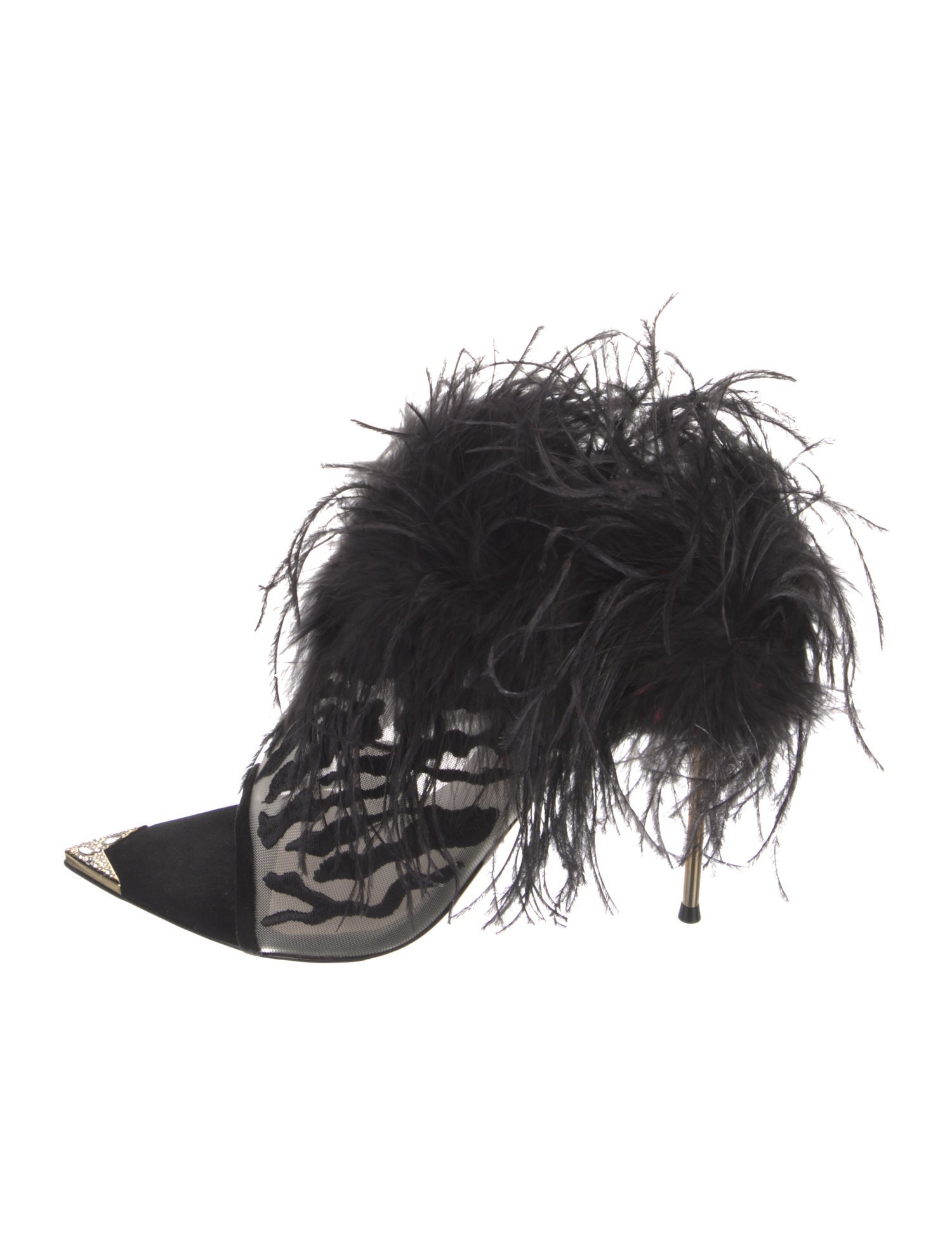 Femmes Sans Peur Mesh Crystal Embellishments Slides