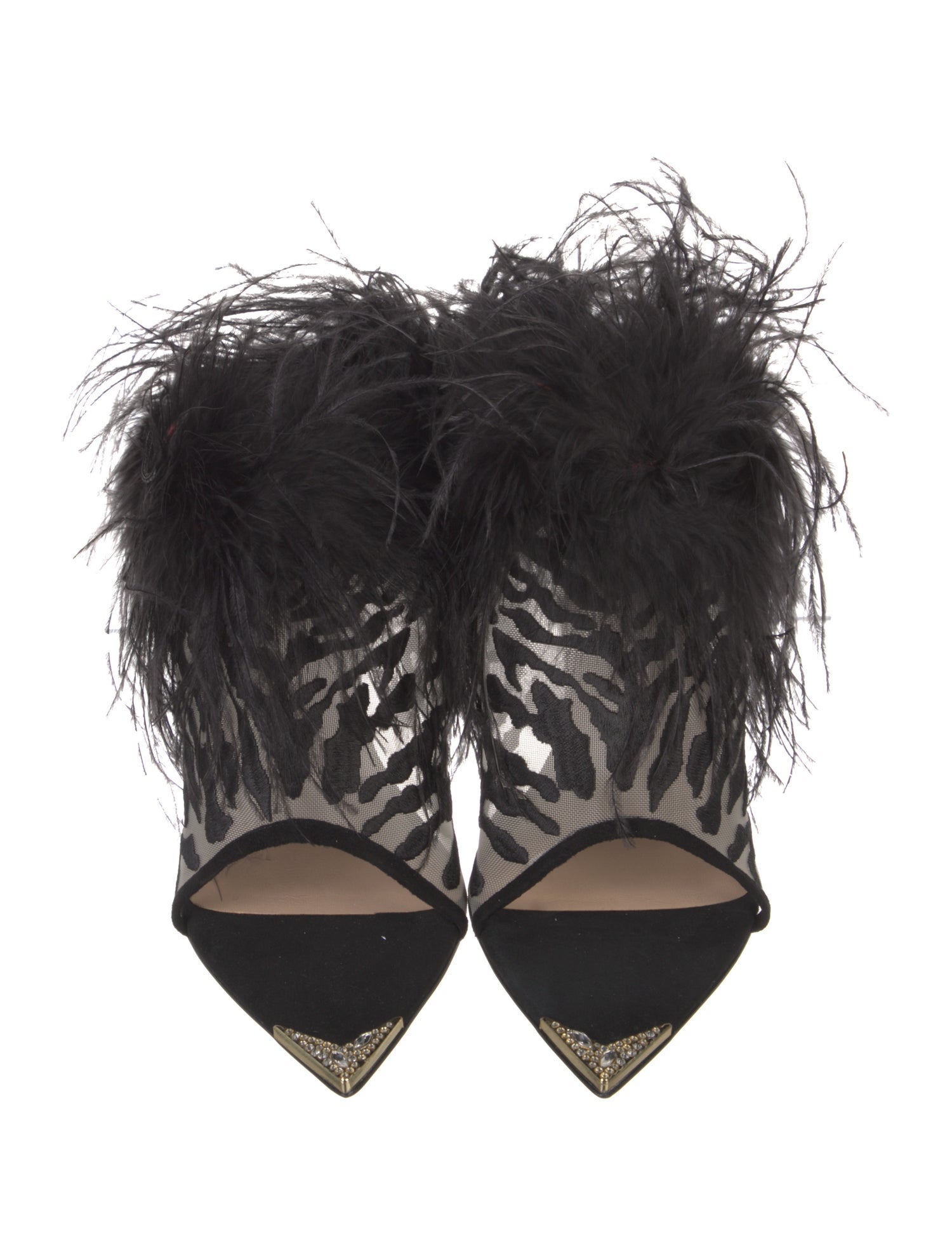 Femmes Sans Peur Mesh Crystal Embellishments Slides