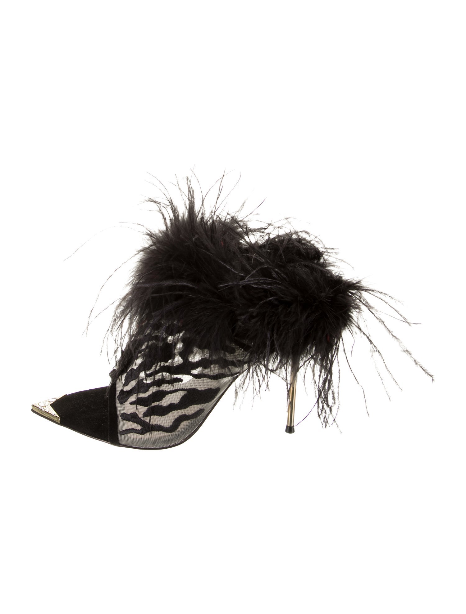 Femmes Sans Peur Mesh Printed Slides w/ Tags