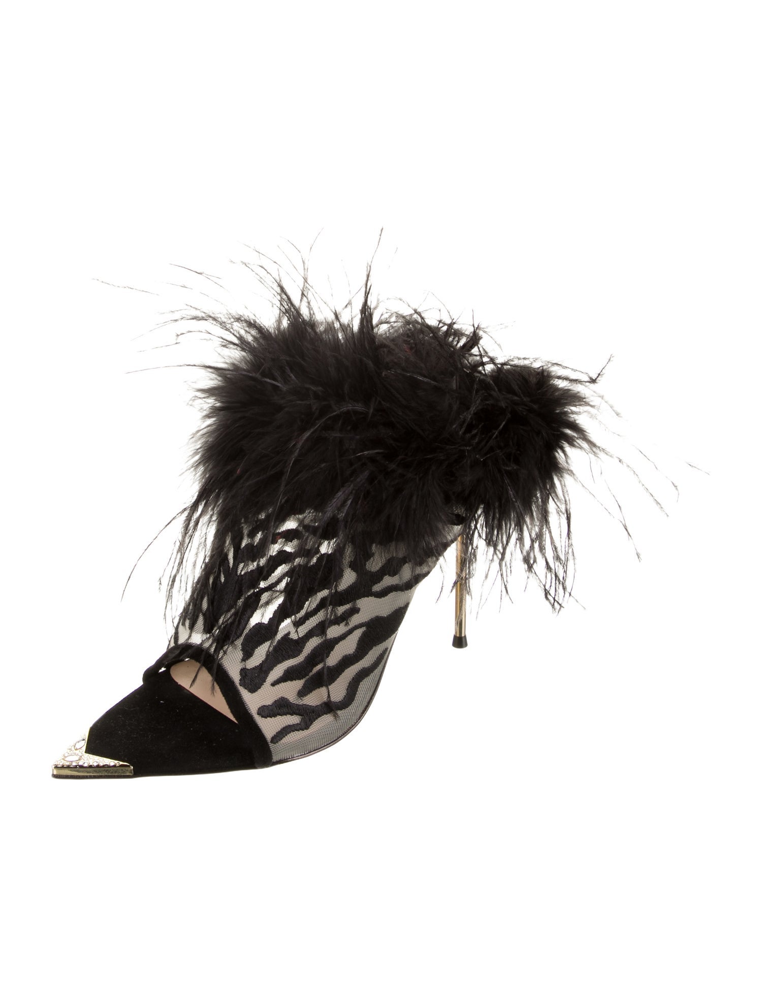 Femmes Sans Peur Mesh Printed Slides w/ Tags