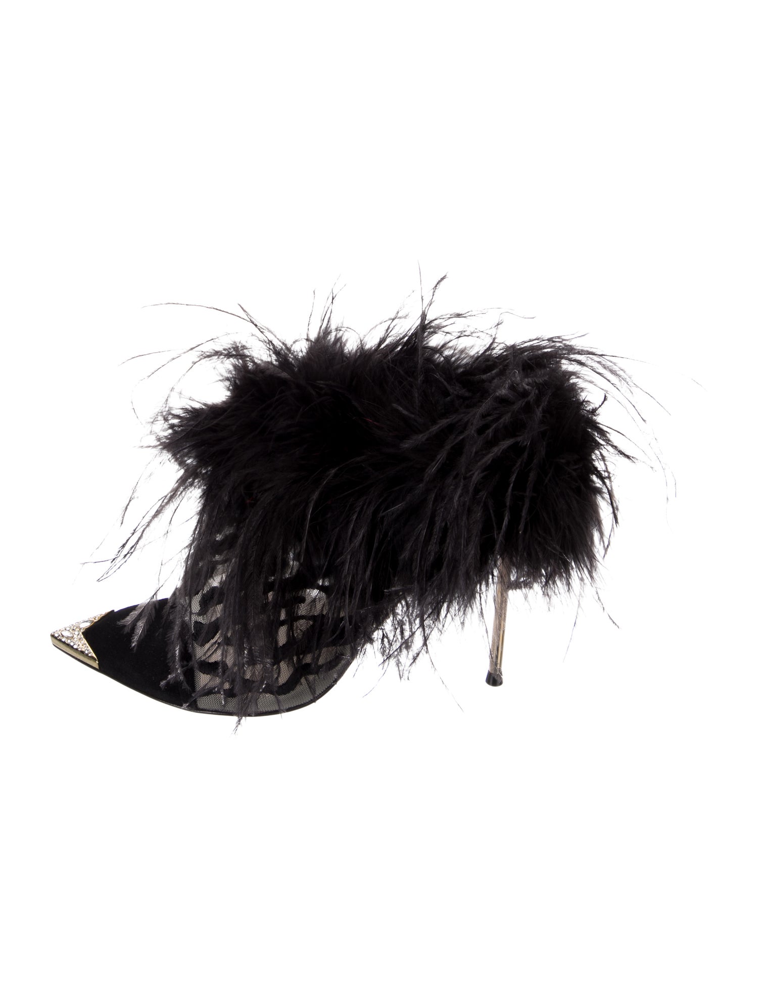 Femmes Sans Peur Mesh Crystal Embellishments Slides