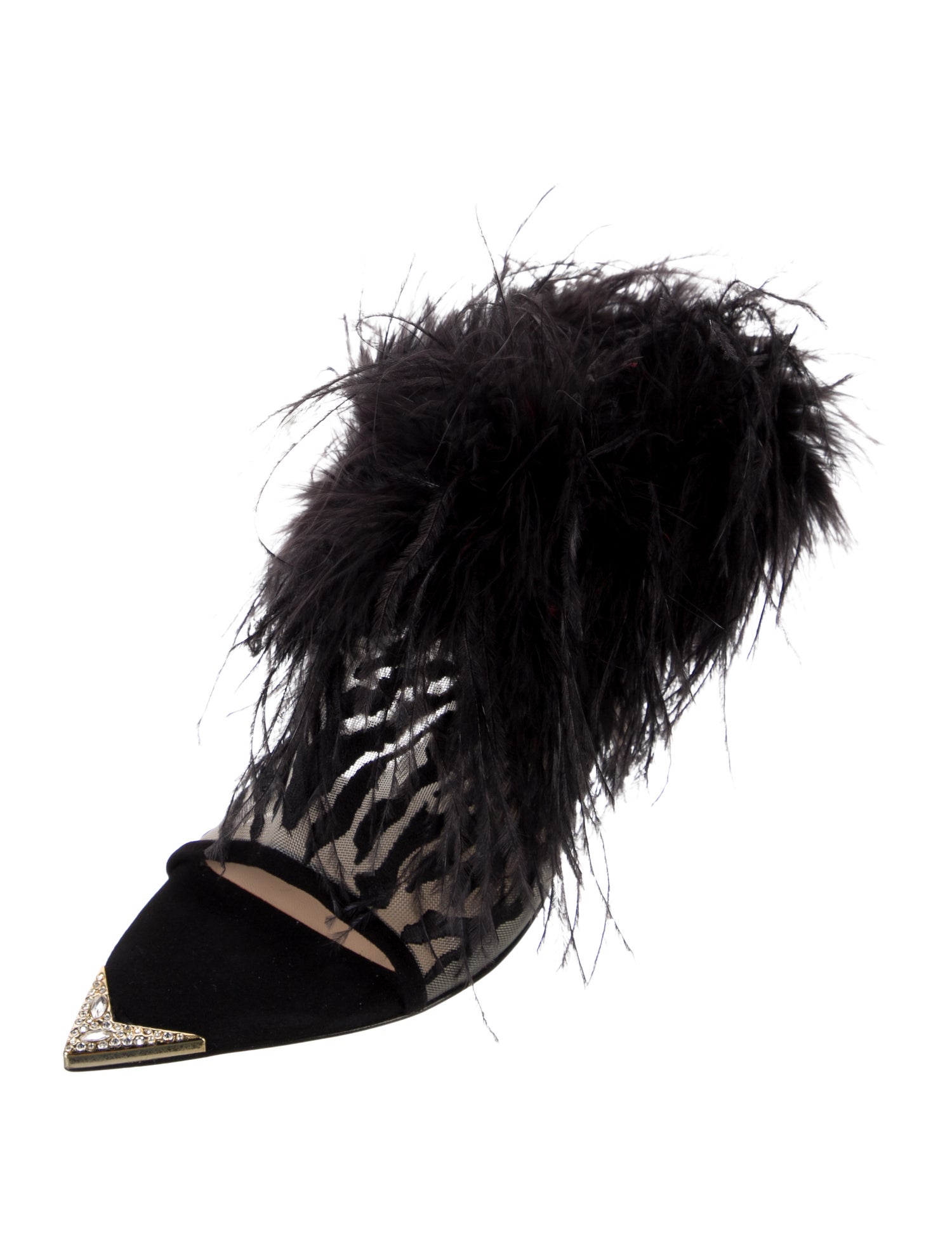 Femmes Sans Peur Mesh Crystal Embellishments Slides