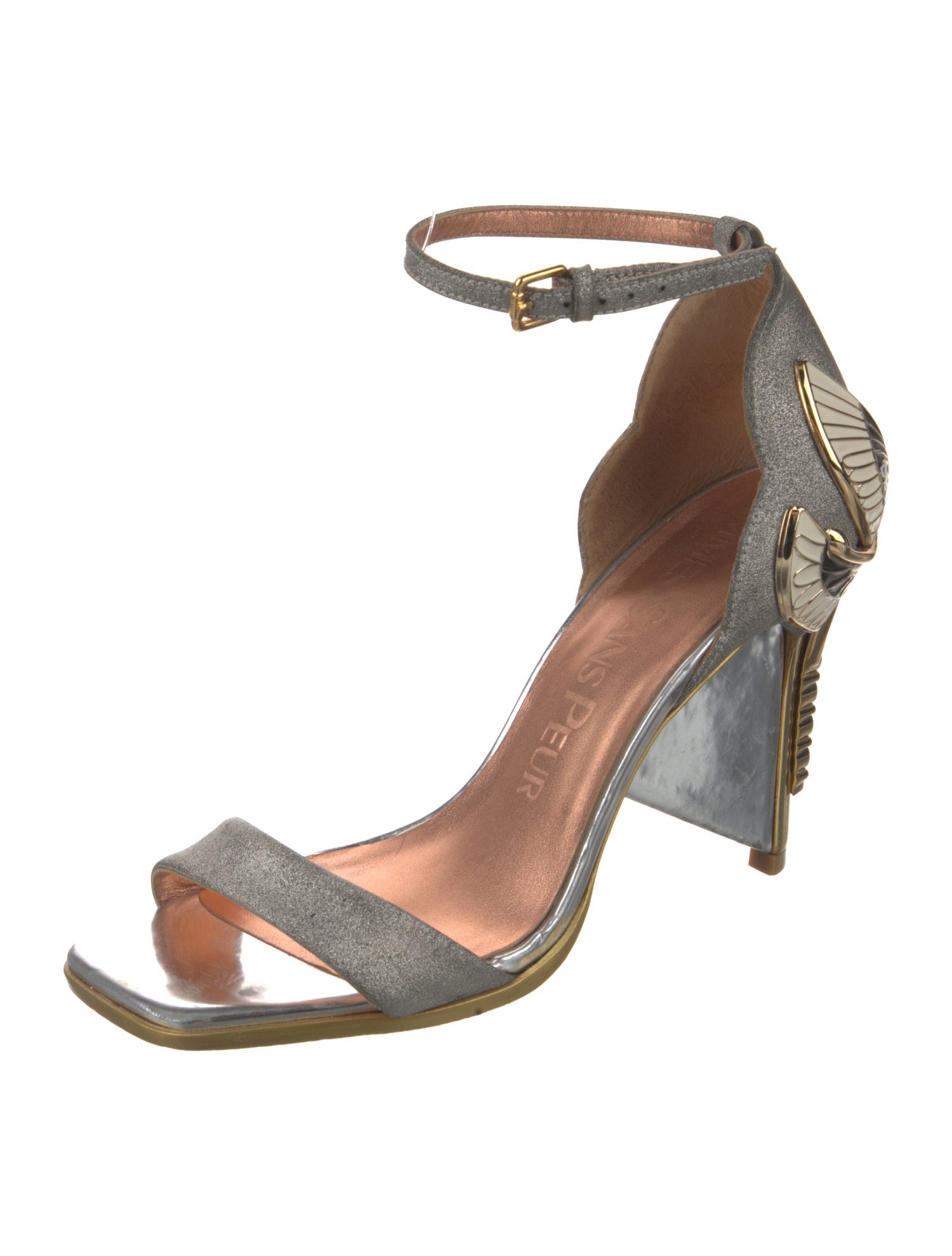 Femmes Sans Peur Leather Glitter Accents Sandals