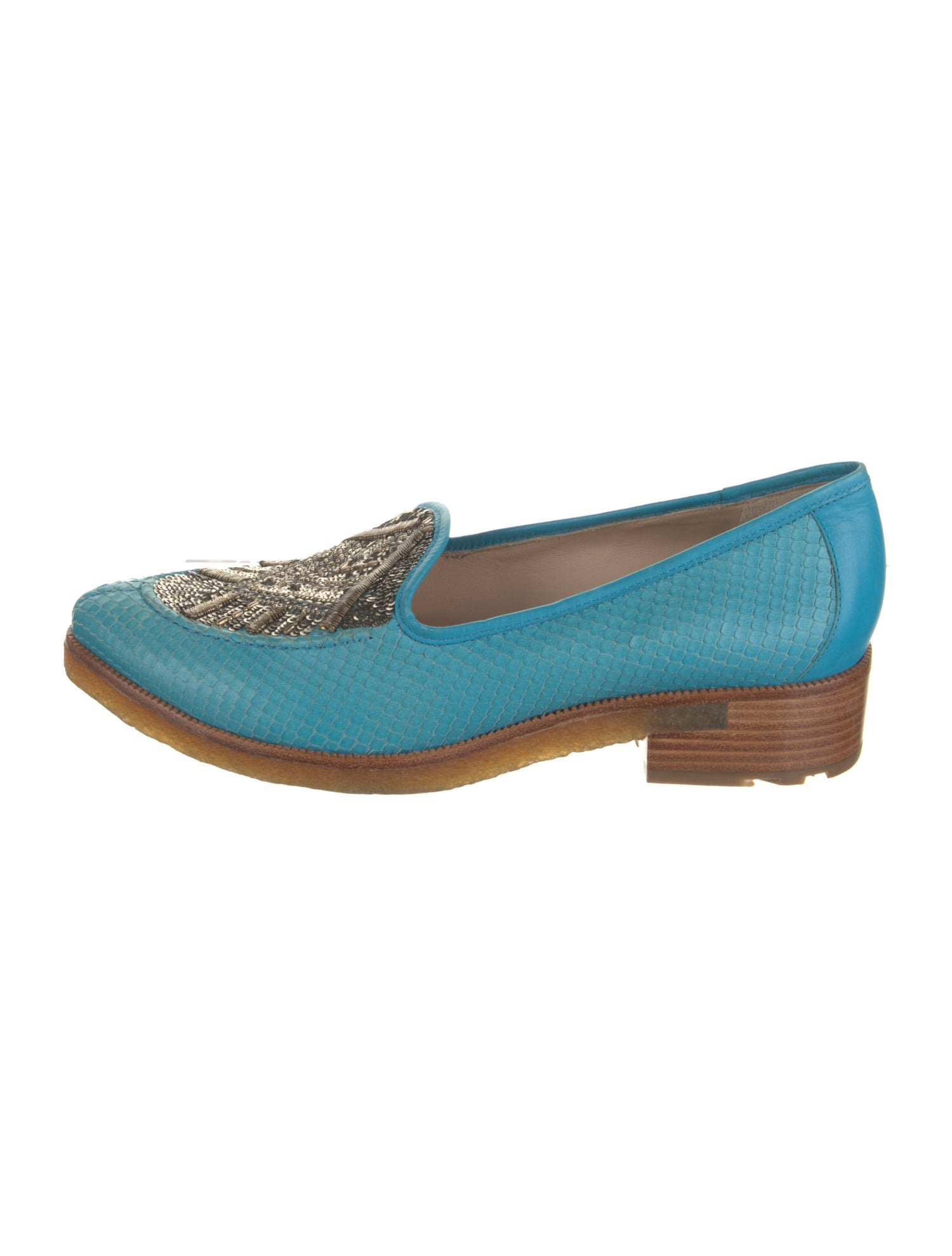 Femmes Sans Peur Snakeskin Colorblock Pattern Loafers
