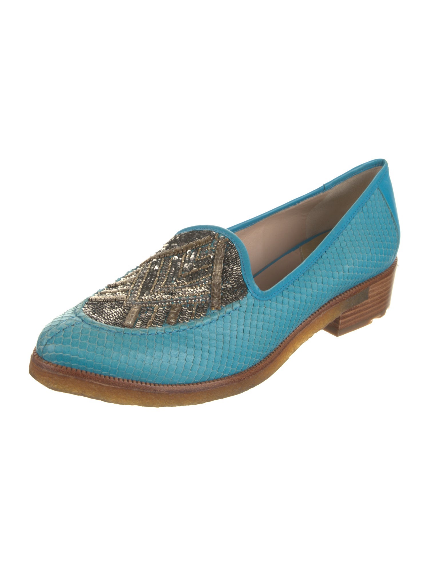 Femmes Sans Peur Snakeskin Colorblock Pattern Loafers
