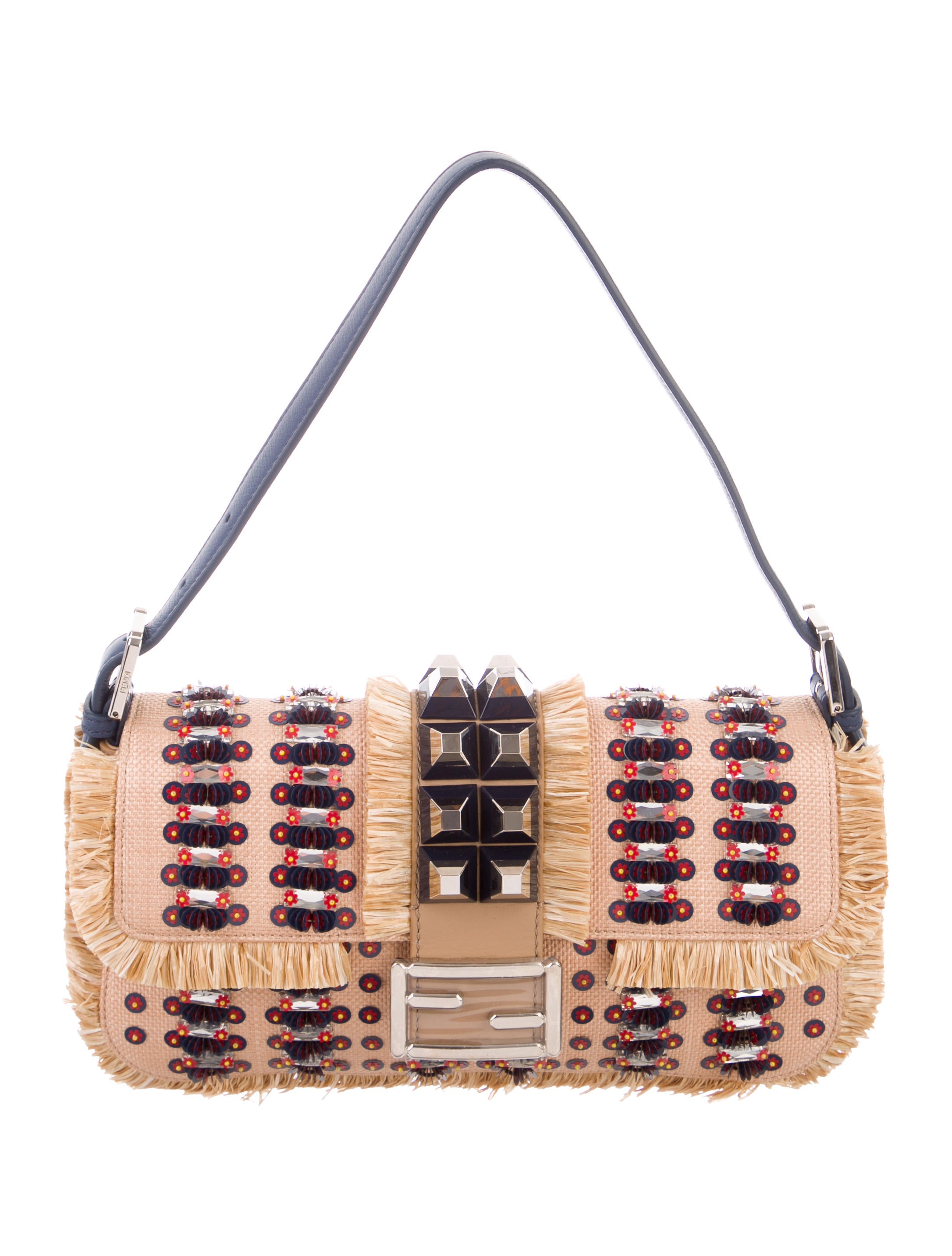 FENDI(フェンディ)正規品/関税送料込み BAGUETTE RAFFIA BAG Fendi Embellished Raffia Baguette - Metallic Shoulder Bags