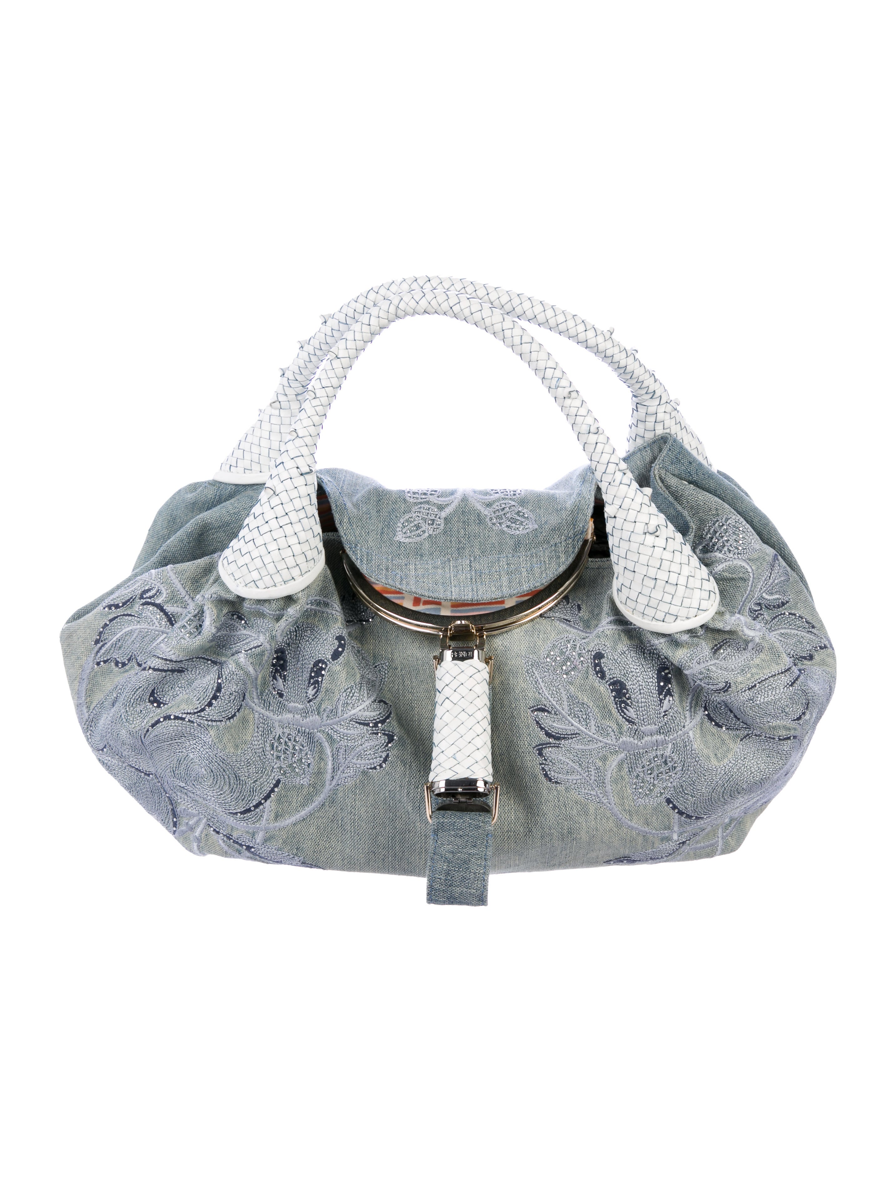 Fendi Embroidered Denim Spy Bag - Handbags - | The RealReal