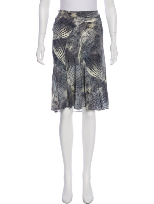 Fendi Silk Feather Print Skirt multicolor