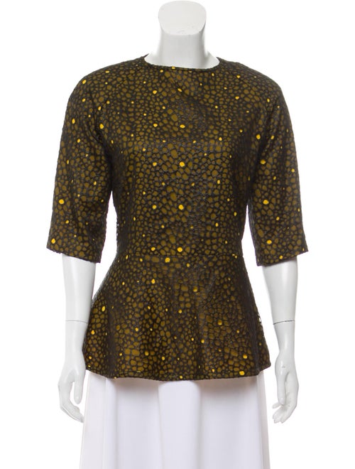 Fendi V-Neck Peplum Top Yellow