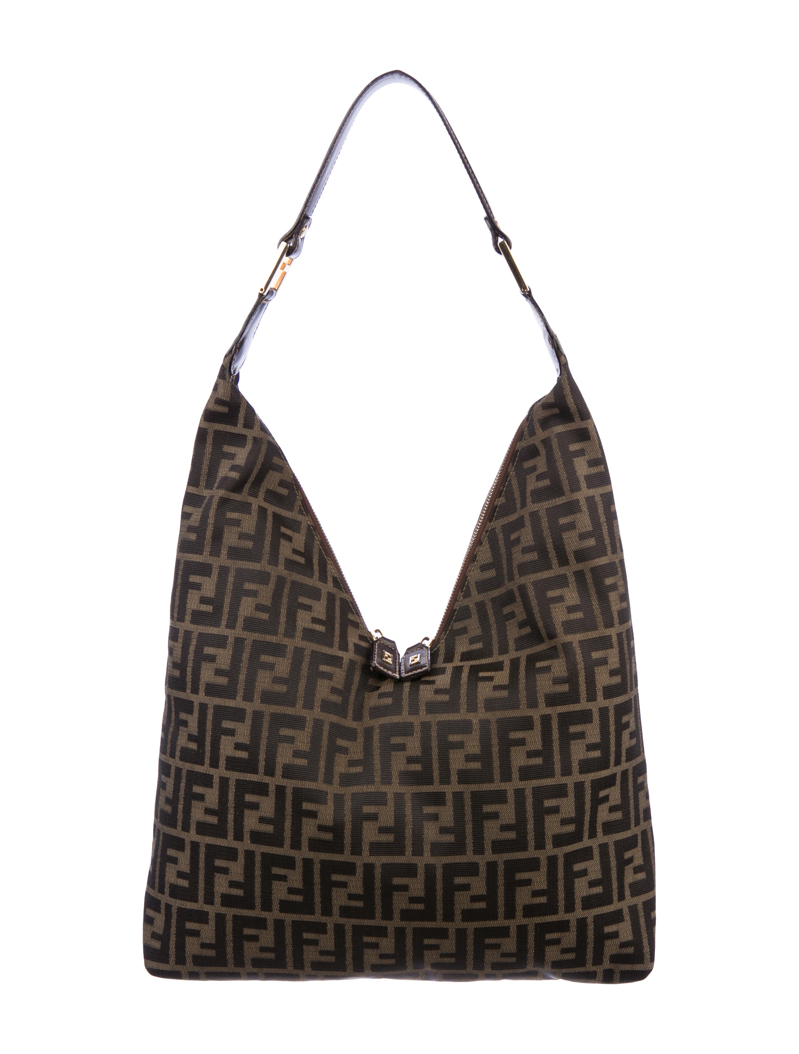 FENDIバッグ Fendi Double-Zip Zucca Hobo - Brown Hobos, Handbags - FEN124359