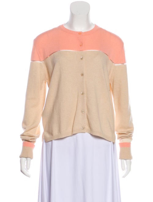 Fendi Cashmere Colorblock Cardigan Beige
