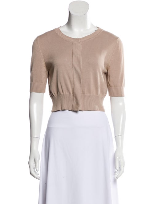 Fendi Short Sleeve Knit Cardigan Beige