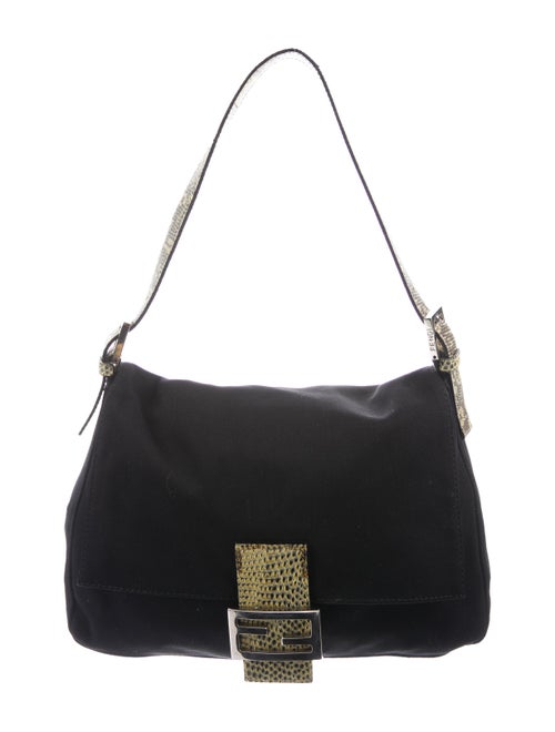 Fendi Lizard-Trimmed Mama Forever Bag Black