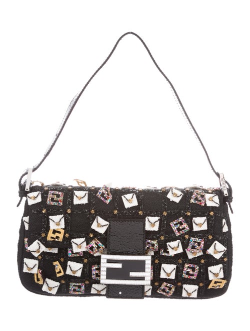 Fendi Glitter Embellished Baguette Black