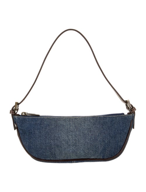 Fendi Leather-Trimmed Denim Baguette blue