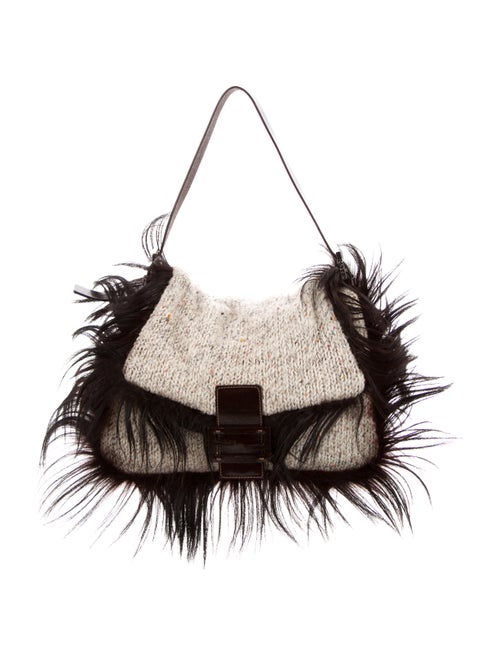 Fendi Fur-Trimmed Wool Baguette wool