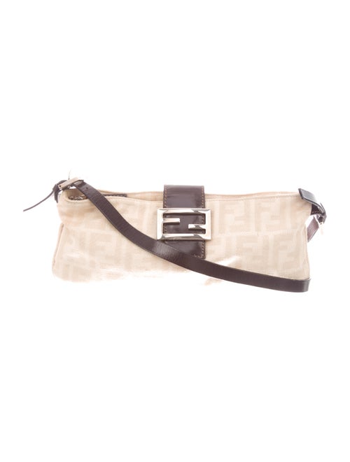 Fendi Leather-Trimmed Zucca Baguette silver