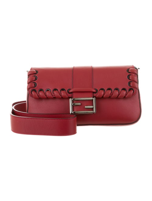 Fendi Whipstitch Leather Baguette grey