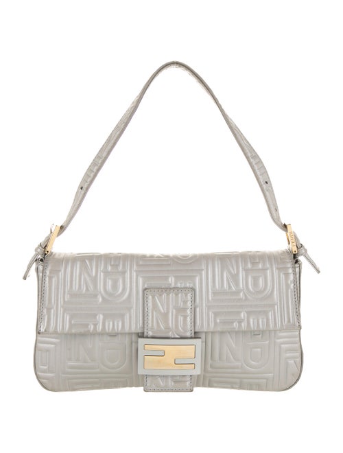 Fendi Leather Monogram Baguette Grey