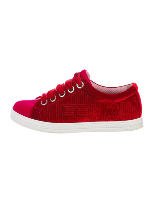 Fendi Velvet Low-Top Sneakers Red