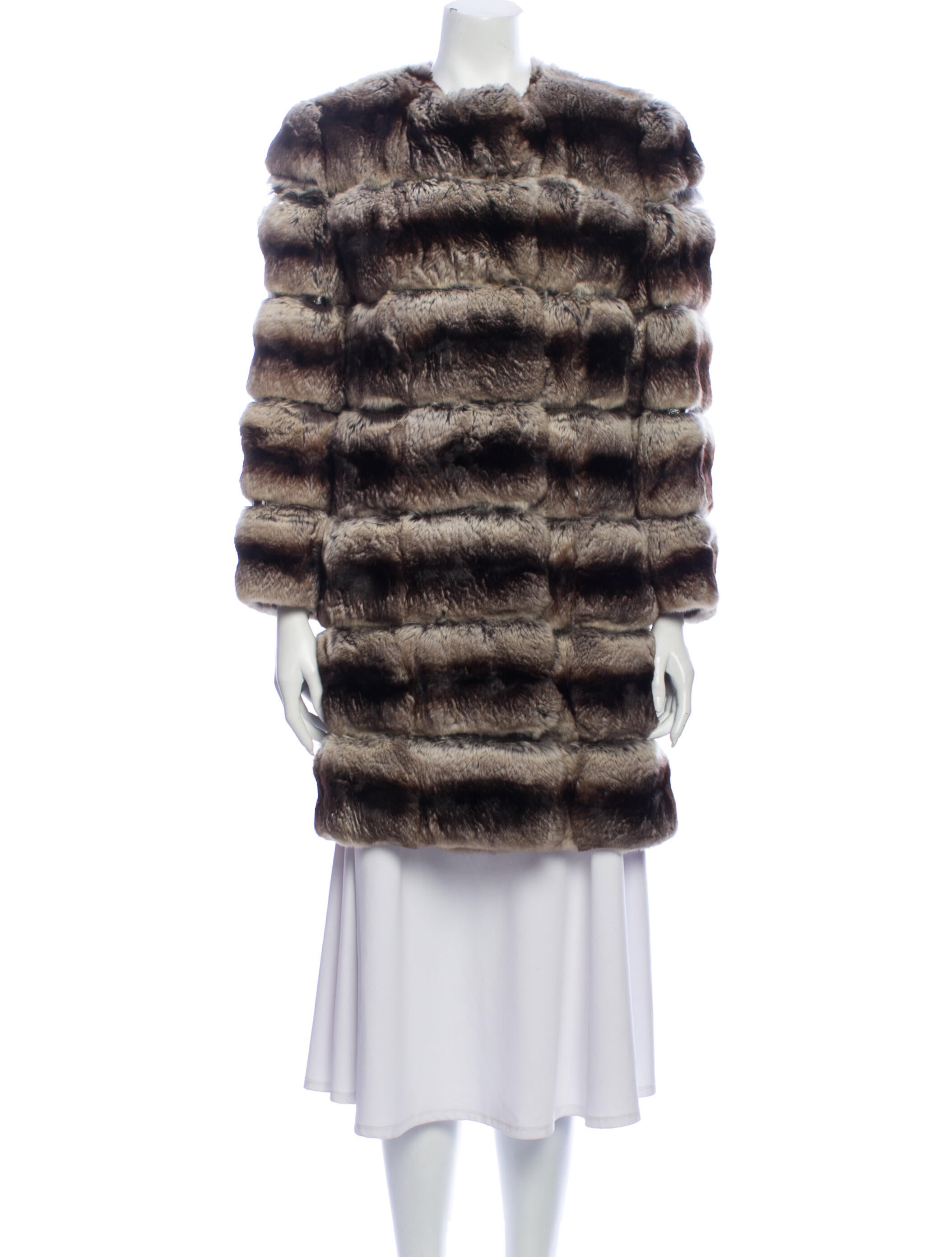 Fendi Striped Fur Coat Clothing FEN138870 The RealReal