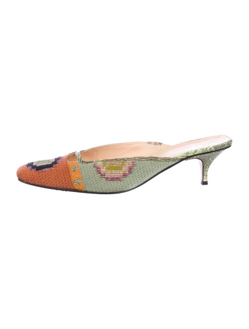 Fendi Vintage Printed Mules Brown
