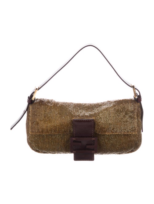 Fendi Beaded Baguette Bag Olive
