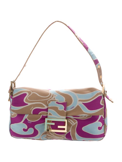 Fendi Leather-Trimmed Printed Baguette multicolor