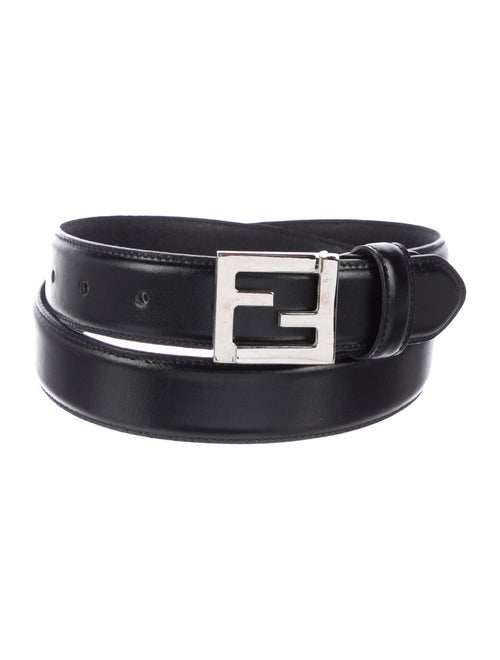 Fendi Logo Leather Belt Black