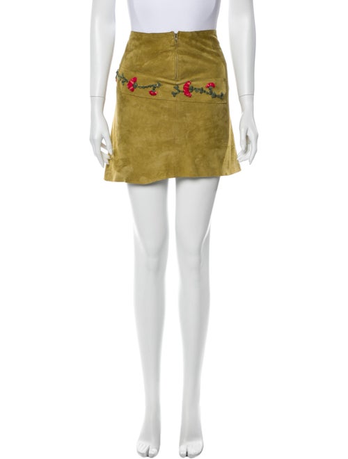Fendi Leather Mini Skirt Green