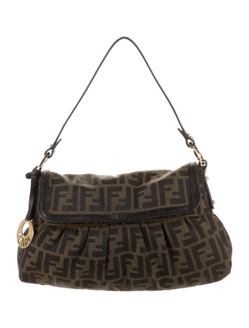 Fendi Traditional Logo Shoulder Bag Green